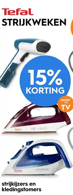 Blokker Tefal strijkijzers en kledingstomers aanbieding