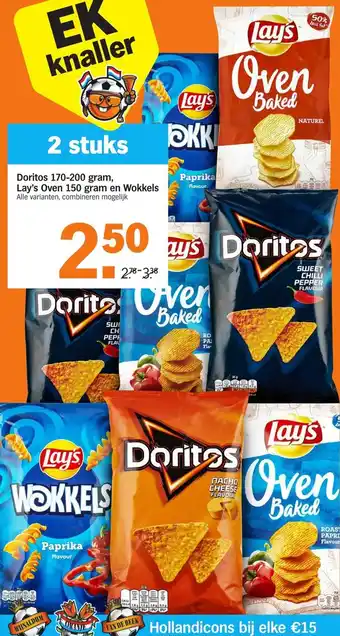 Albert Heijn Doritos 170-200g, Lay's Oven baked 150g, Lay's Wokkels aanbieding