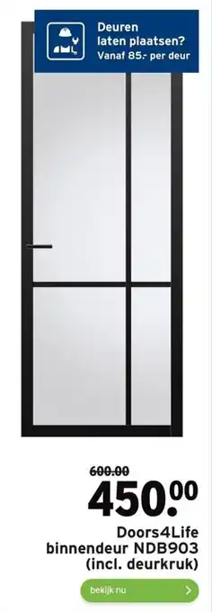 GAMMA Door4Life binnendeur NDB903 (incl. deurkruk) aanbieding