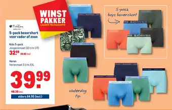 Makro Bjorn Borg 5-pack boxershort voor vader of zoon aanbieding