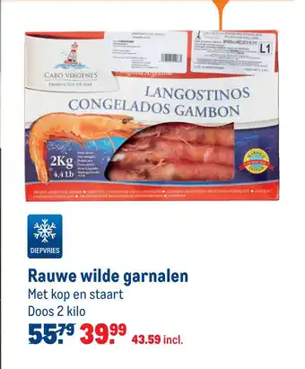 Makro Rauwe wilde garnalen aanbieding