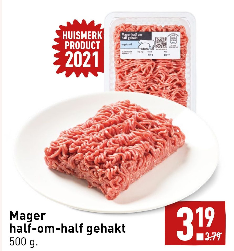 Mager halfomhalf gehakt 500 g. aanbieding bij ALDI