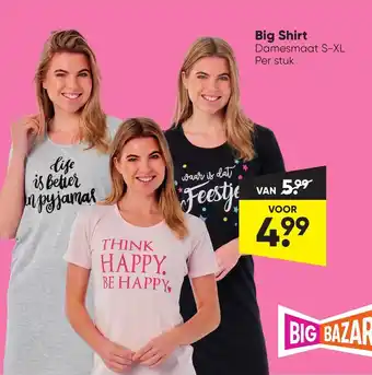 Big Bazar Big Shirt Damesmaat S-XL aanbieding