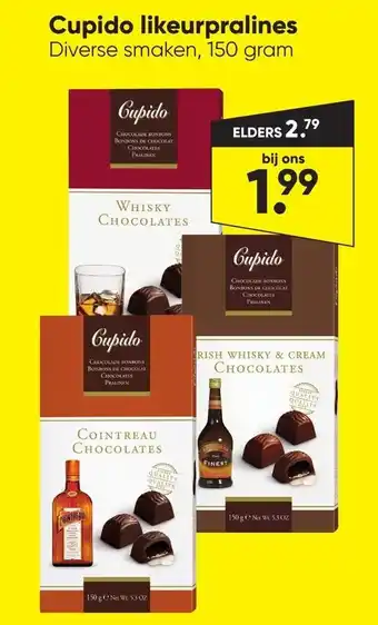 Big Bazar Cupido likeurpralines Diverse smaken, 150 gram aanbieding