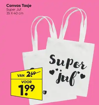 Big Bazar Canvas Tasje Super Juf 35 X 40 cm aanbieding