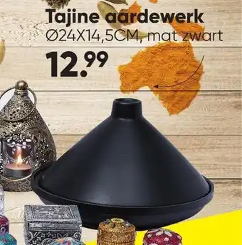 Big Bazar Tajine aardewerk 024X14,5CM, mat zwart aanbieding