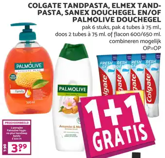 Boon`s Markt COLGATE TANDPASTA, ELMEX TAND- PASTA, SANEX DOUCHEGEL EN/OF PALMOLIVE DOUCHEGEL aanbieding