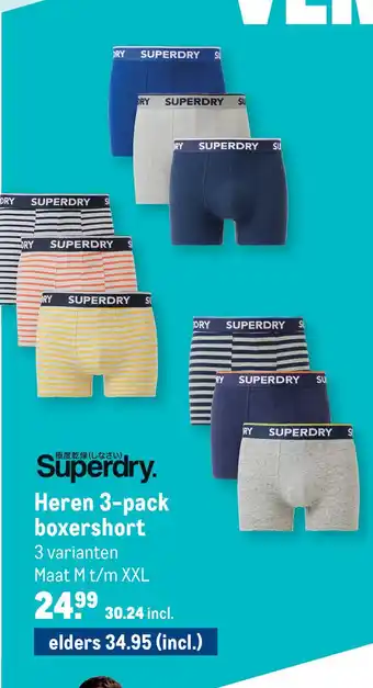 Makro Superdry Heren 3-pack boxershort aanbieding