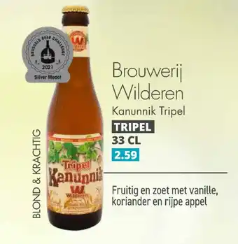 Mitra Brouwerij Wilderen Kanunnik Tripel aanbieding