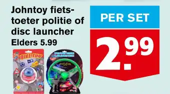 Hoogvliet Johntoy fiets- toeter politie of disc launcher aanbieding