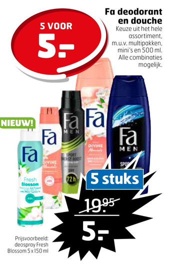 Trekpleister Fa deodorant en douche aanbieding