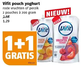 Poiesz Vifit pouch yoghurt 200 gram aanbieding