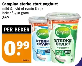 Poiesz Campina sterke start yoghurt 450 gram aanbieding