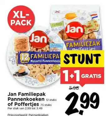 Vomar Voordeelmarkt Jan Familiepak Pannenkoeken Of Poffertjes 1+1 Gratis aanbieding