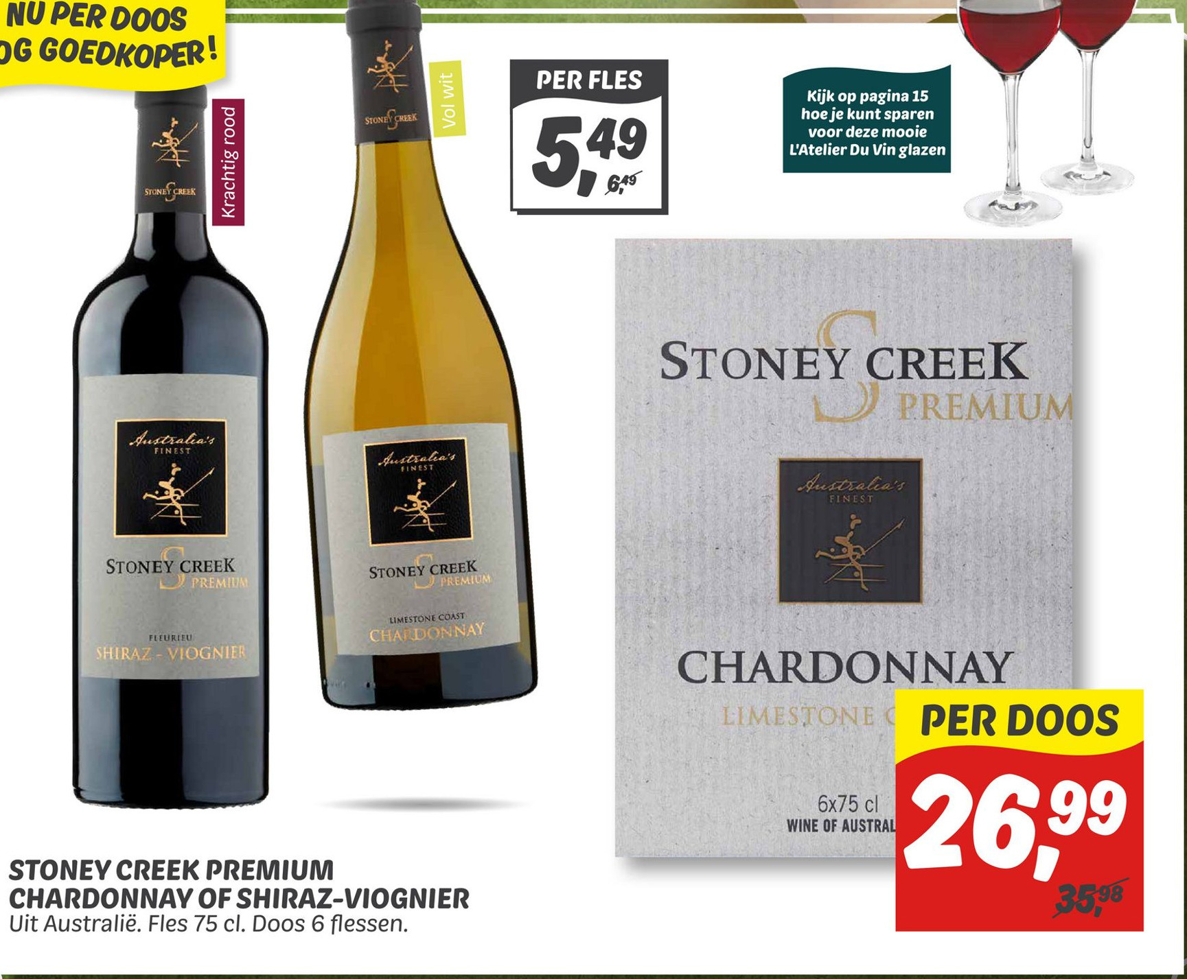 STONEY CREEK PREMIUM CHARDONNAY OF SHIRAZVIOGNIER aanbieding bij Dekamarkt
