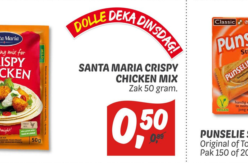 SANTA MARIA CRISPY CHICKEN MIX Zak 50 gram. aanbieding bij Dekamarkt