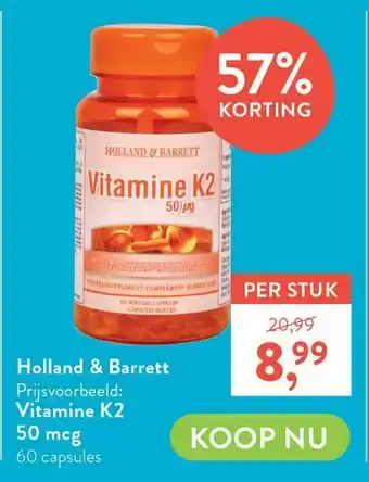 Holland & Barrett Holland & Barrett Vitamine K2 50 Mcg 57% Korting aanbieding