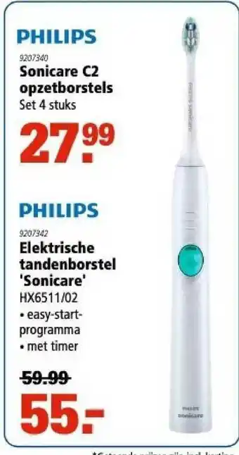 Marskramer Philips Sonicare C2 Opzetborstels Of Philips Elektrische Tandenborstel 'Sonicare' aanbieding