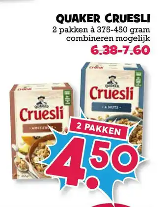 Boon`s Markt Quaker Cruesli aanbieding