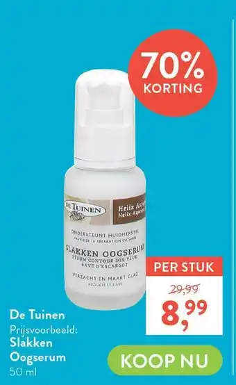 Holland & Barrett De Tuinen Slakken Oogserum 70% Korting aanbieding