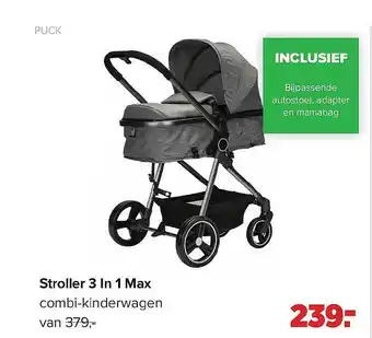 Baby-Dump Puck Stroller 3 In 1 Max Combi-Kinderwagen aanbieding