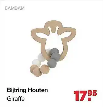 Baby-Dump Bambam Bijtring Houten Giraffe aanbieding