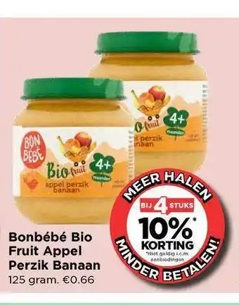 Vomar Voordeelmarkt Bonbébé Bio Fruit Appel Perzik Banaan aanbieding