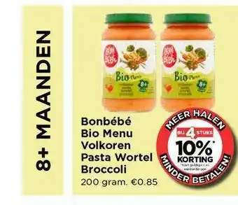 Vomar Voordeelmarkt Bonbébé Bio Menu Volkoren Pasta Wortel Broccoli aanbieding