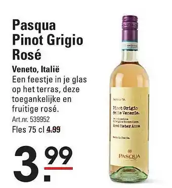 Sligro Pasqua Pinot Grigio Rosé Veneto, Italië aanbieding