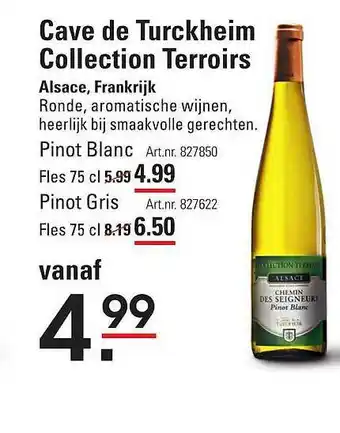 Sligro Cave De Turckheim Collection Terroirs Pinot Blanc Of Pinot Gris Alsace, Frankrijk aanbieding