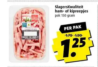 Boni Slagerskwaliteit Ham- Of Kipreepjes aanbieding