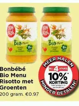 Vomar Voordeelmarkt Bonbébé Bio Menu Risotto Met Groenten aanbieding