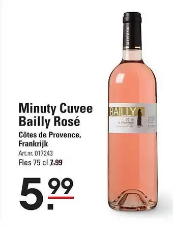 Sligro Minuty Cuvee Bailly Rosé Côtes De Provence, Frankrijk aanbieding
