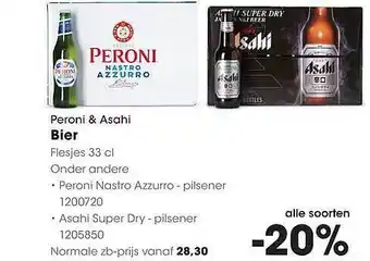 HANOS Peroni & Asahi Bier aanbieding