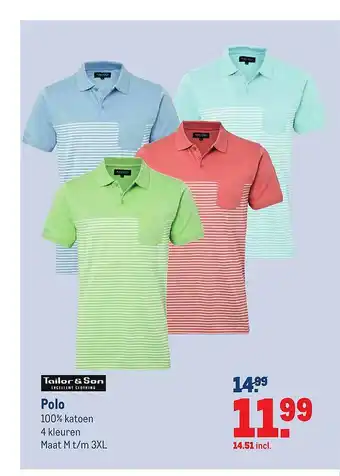 Makro Tailor & Son Polo Gestreept Ontwerp aanbieding