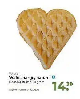 Bidfood Veldt's Wafel, Hartje, Naturel aanbieding