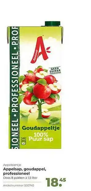 Bidfood Appelsientje Appelsap, Goudappel, Professioneel aanbieding