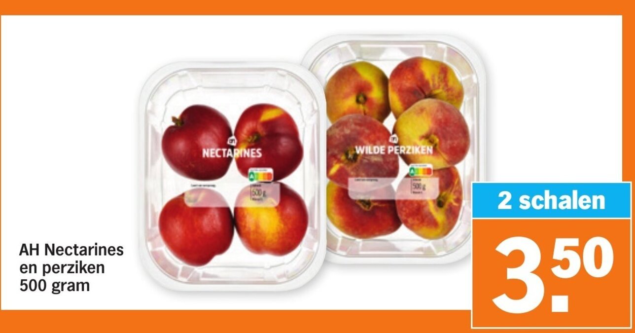 Nectarines en perziken 500 gram aanbieding bij Albert Heijn