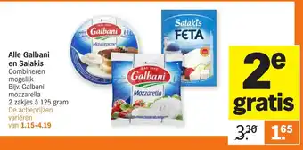 Albert Heijn Galbani of Salakis 2*125g aanbieding