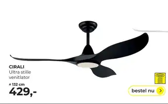 Lampidee Cirali - ventilator met led 3 bladen zwart 5 snelheden & cct aanbieding