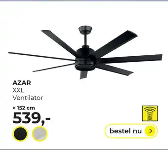 Lampidee Azar - ventilator 7 bladen d:152 cm zwart + afstandbediening aanbieding