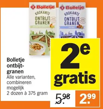 Albert Heijn Bolletje ontbijtgranen 2*375g aanbieding