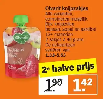 Albert Heijn Olvarit knijpzakjes aanbieding