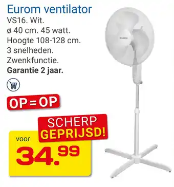 Kluswijs Eurom ventilator aanbieding