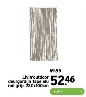 GAMMA Livin'outdoor deurgordijn Tape alu rail grijs 230x100cm aanbieding