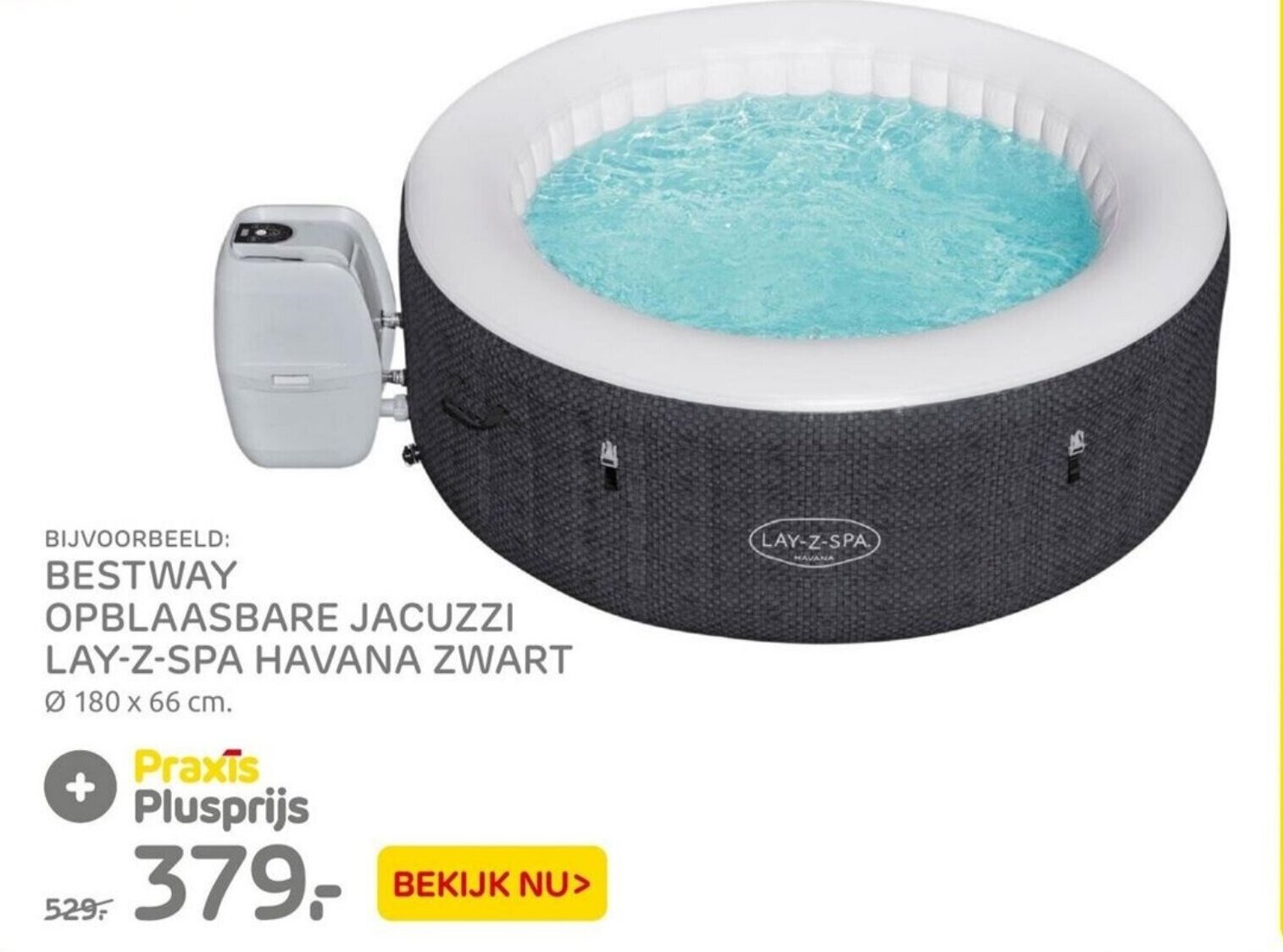Bestway opblaasbare jacuzzi layzspa havana zwart 180 x 66 cm