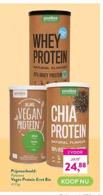 Holland & Barrett Purasana vegan protein erwt bio 400 gram aanbieding