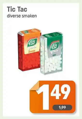 Dagwinkel Tic tac aanbieding