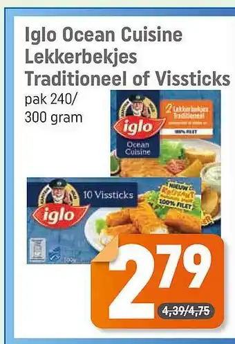 Dagwinkel Iglo ocean cuisine lekkerbekjes traditioneel of vissticks aanbieding