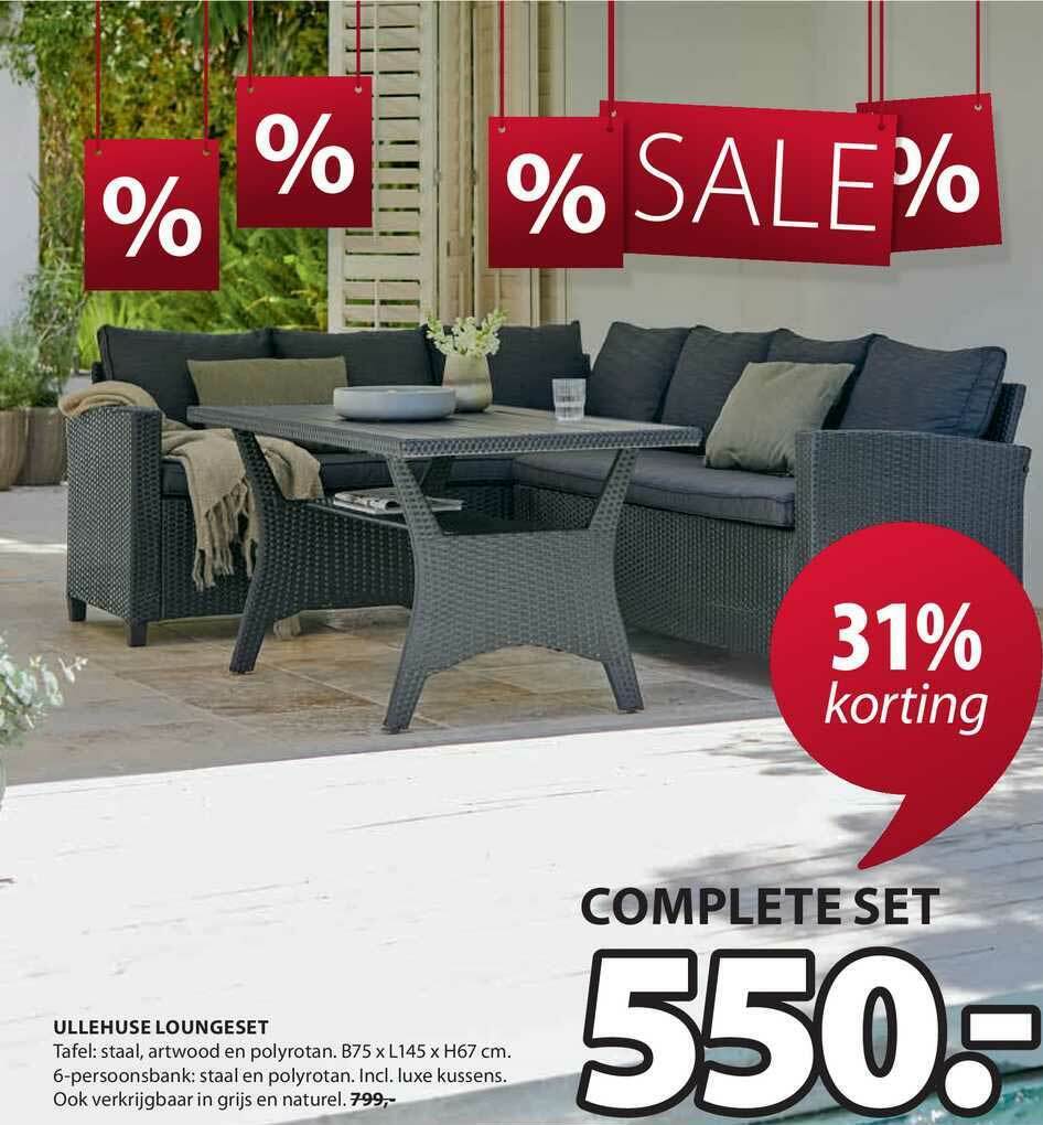 Ullehuse loungeset aanbieding bij Jysk